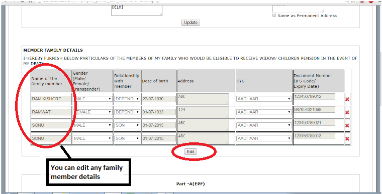 You can edit or even delete any family member details