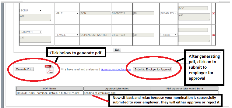 Generate pdf, submit to the employer and wait back and see if he approve or rejects it