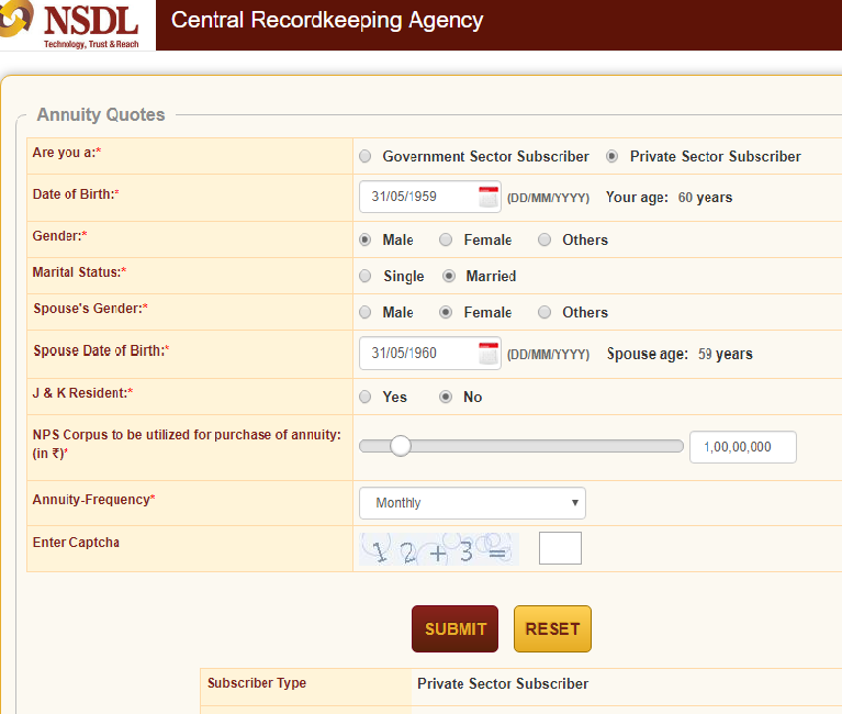 Required details for pension plans in nps