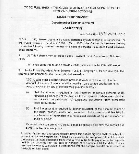 PPF pre-closure notification