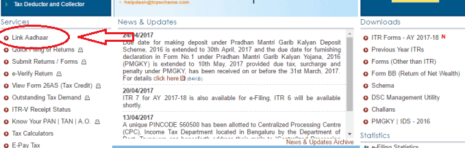 how to link aadhaar with PAN card