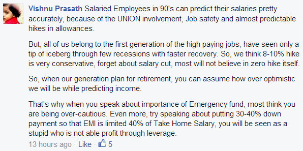 Vishnu Prasath reply for overestimation of future income