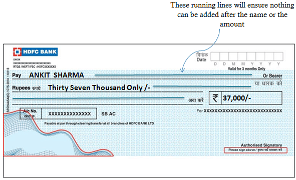 add running line after name amount in cheque