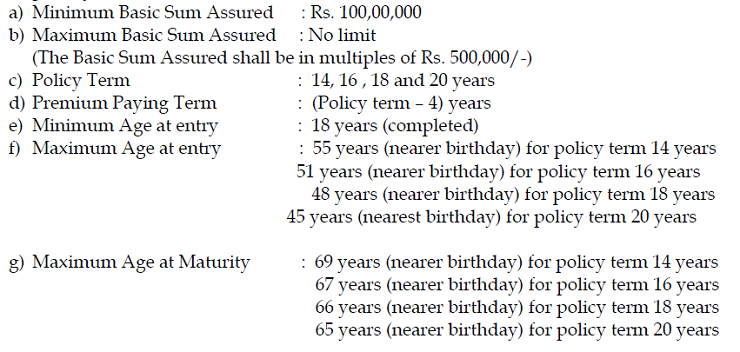 Eligibility conditions of LIC Jeevan Shiromani Policy