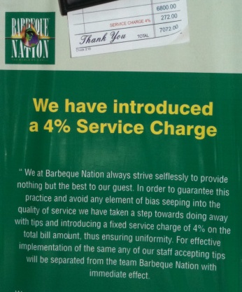 Service Charge at Barbeque Nation