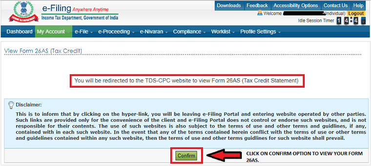 once you click on view tax credit you get this window where you have to accept to there disclaimer. Now click on confirm