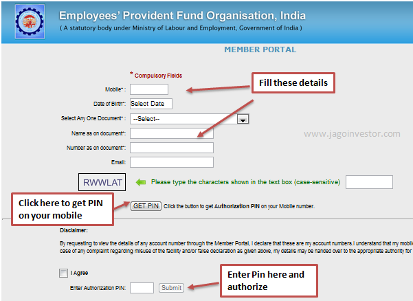 Pf balance check phone number