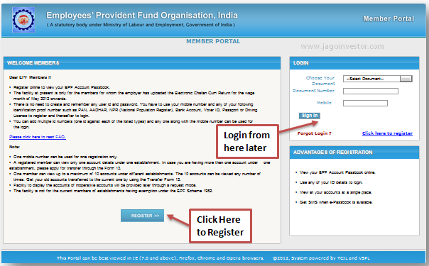 Register for EPF e-passbook