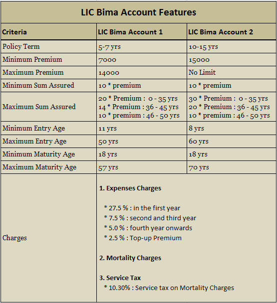 LIC BIMA ACCOUNT INSURANCE PLAN