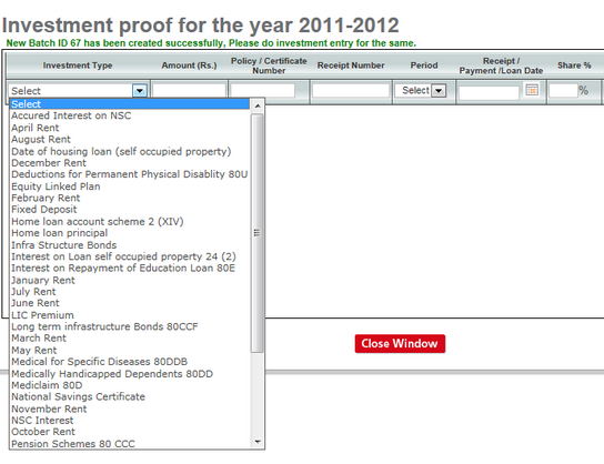 Investment Proofs for Tax Saving