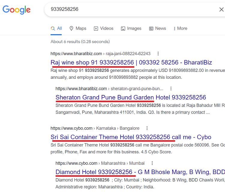 Same phone number is registered for multiple business in google. Its a clear online fraud and scam