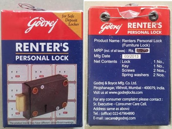 renters personal lock from godrej