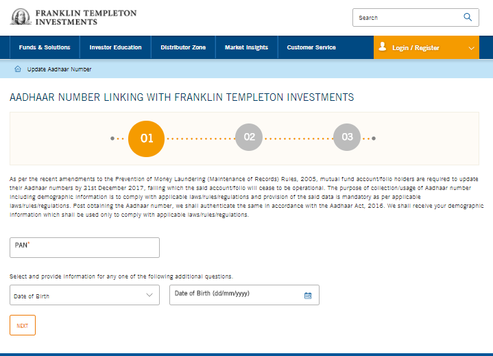 update aadhaar Franklin mutual fund