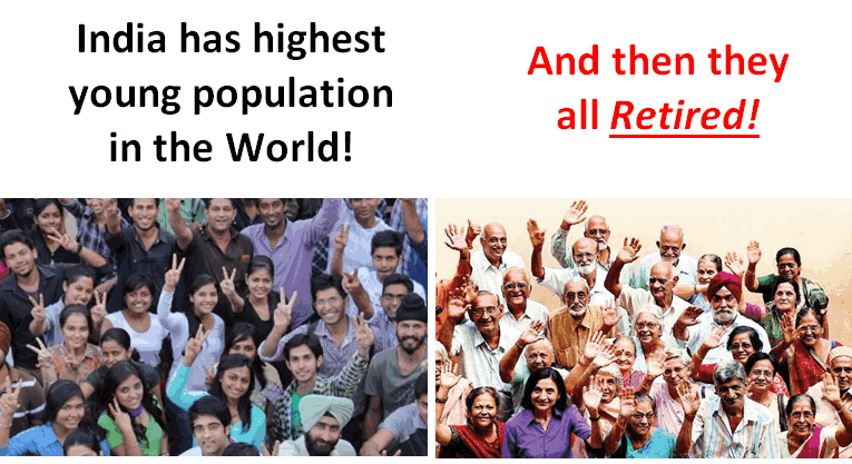 How young population of India will retire in few decades